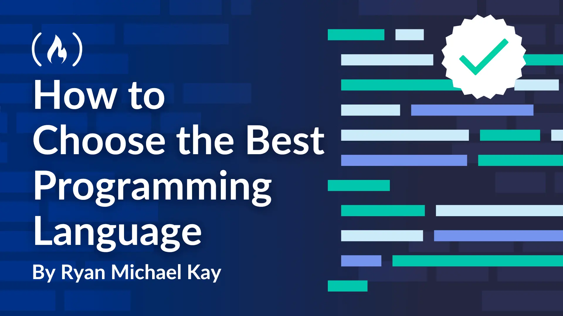 Abstract rectangles representing code with the text: 'How to Choose the Best Programming Language'